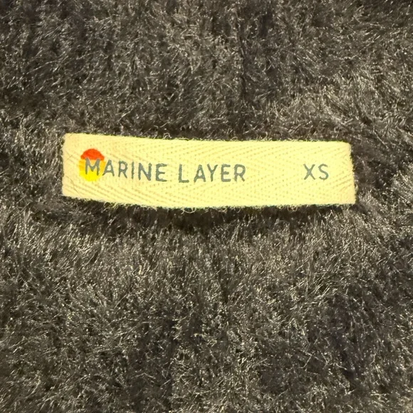 Marine Layer Sweater Size XS Black Fuzzy Eyelash Polka Dot Crewneck - Picture 8 of 10